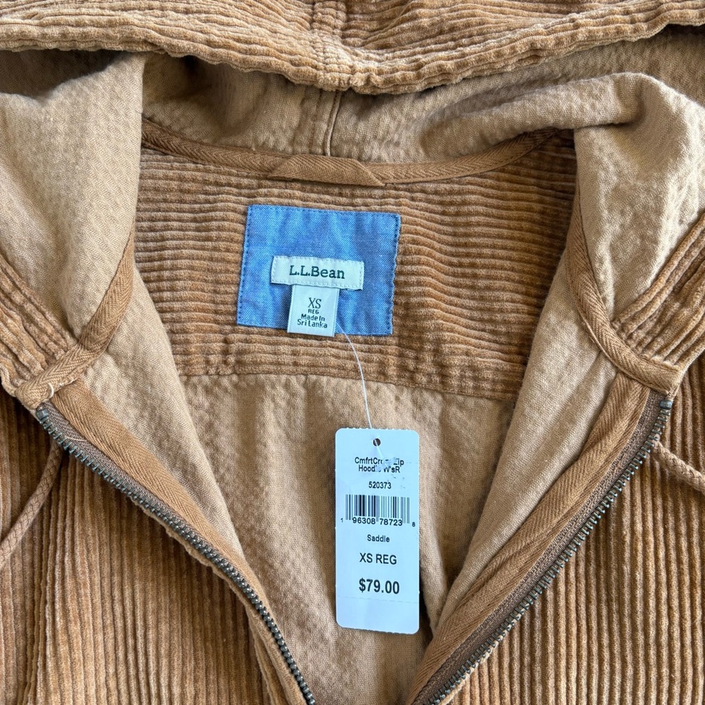 L.L. BEAN Corduroy Soft Full Zip with Pockets in Saddle Brown Size XS - Picture 3 of 14